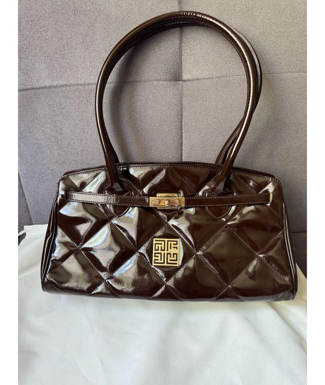 BALMAIN Коричневая сумка тоут из лакированной кожи, фото 9