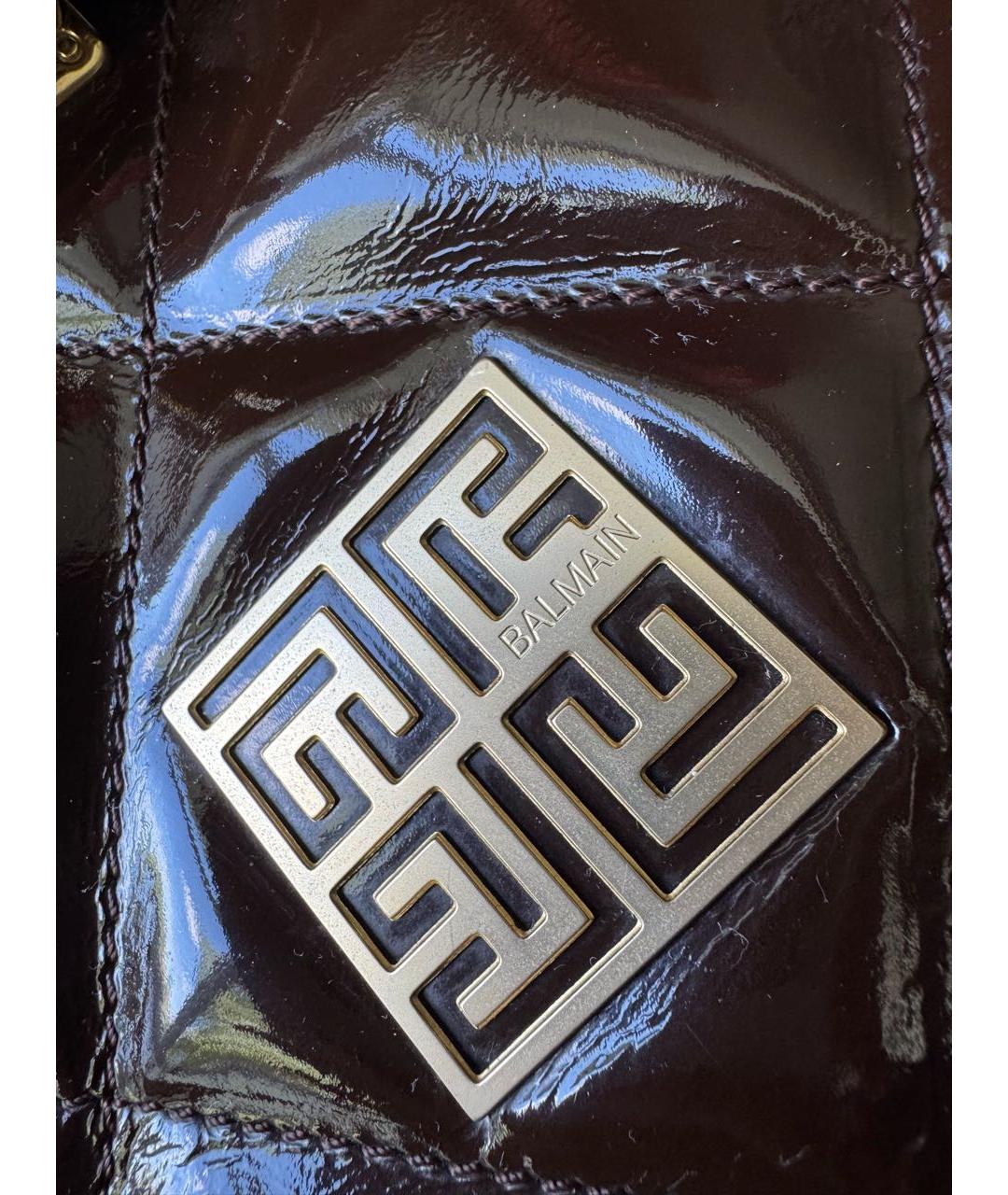BALMAIN Коричневая сумка тоут из лакированной кожи, фото 5