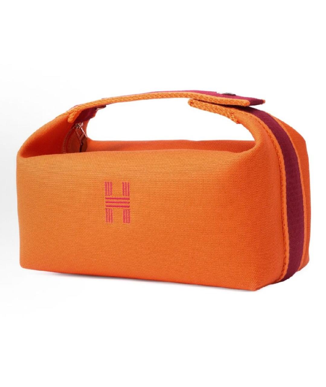 HERMES Оранжевая хлопковая косметичка, фото 2