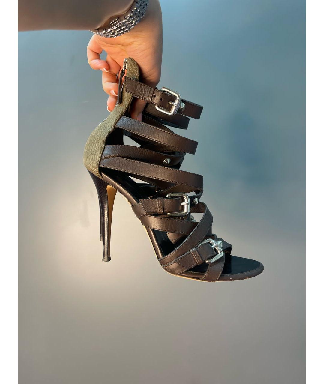 GIUSEPPE ZANOTTI DESIGN Коричневые кожаные босоножки, фото 6