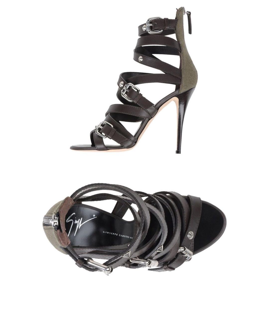 GIUSEPPE ZANOTTI DESIGN Коричневые кожаные босоножки, фото 2