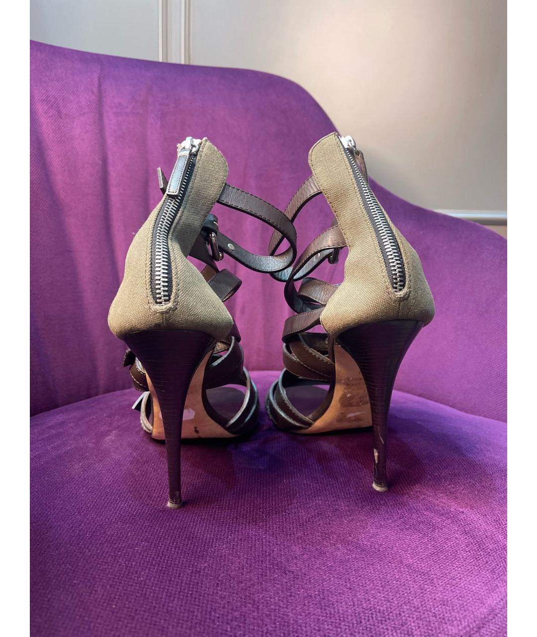 GIUSEPPE ZANOTTI DESIGN Коричневые кожаные босоножки, фото 4