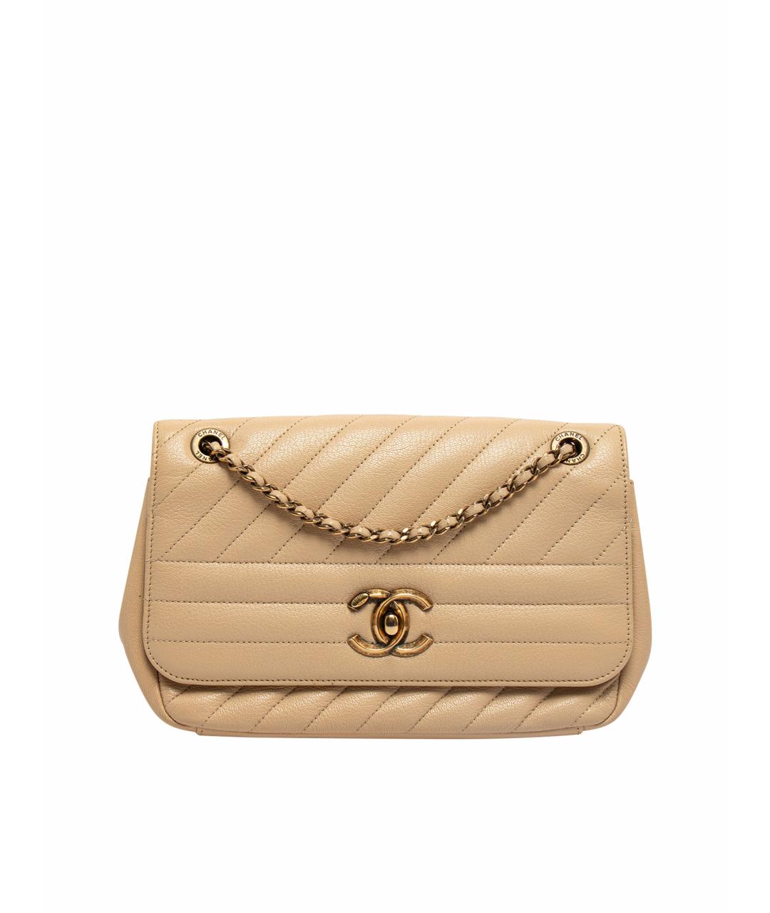 CHANEL Бежевая кожаная сумка через плечо, фото 1