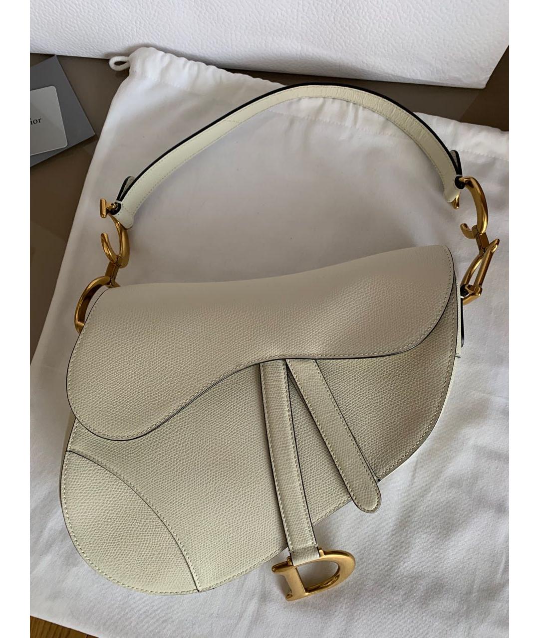 CHRISTIAN DIOR Белая кожаная сумка с короткими ручками, фото 4