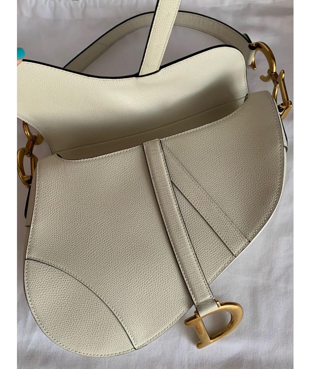 CHRISTIAN DIOR Белая кожаная сумка с короткими ручками, фото 8
