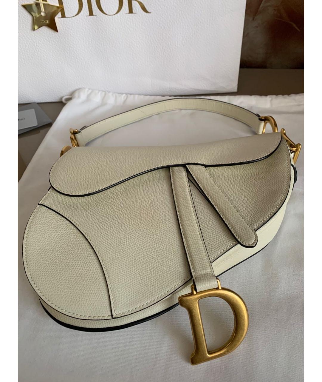 CHRISTIAN DIOR Белая кожаная сумка с короткими ручками, фото 5
