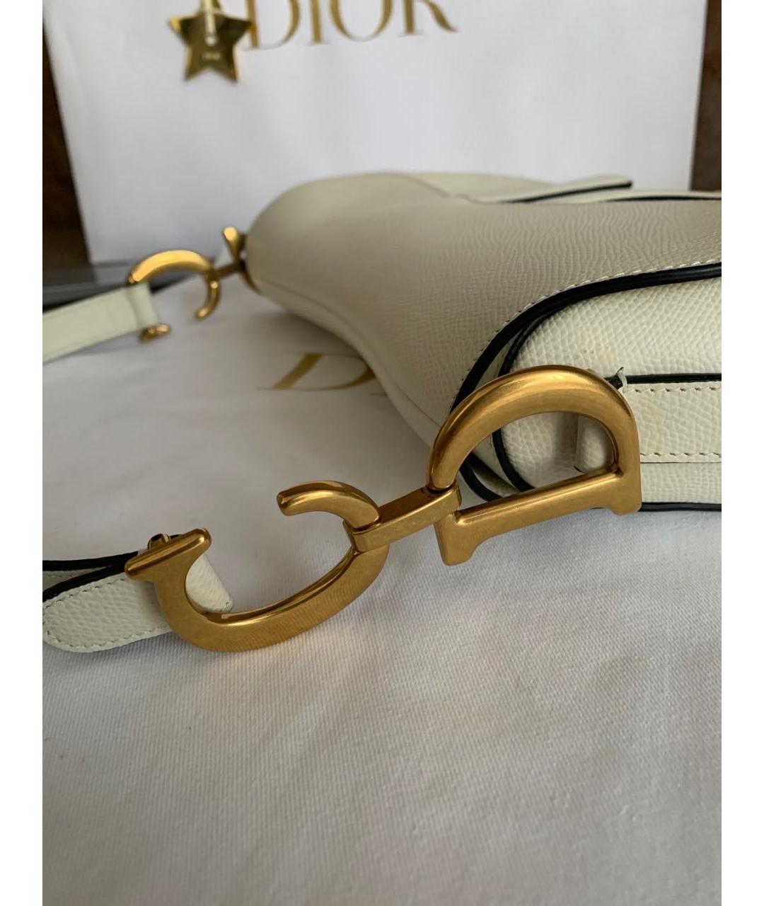 CHRISTIAN DIOR Белая кожаная сумка с короткими ручками, фото 6