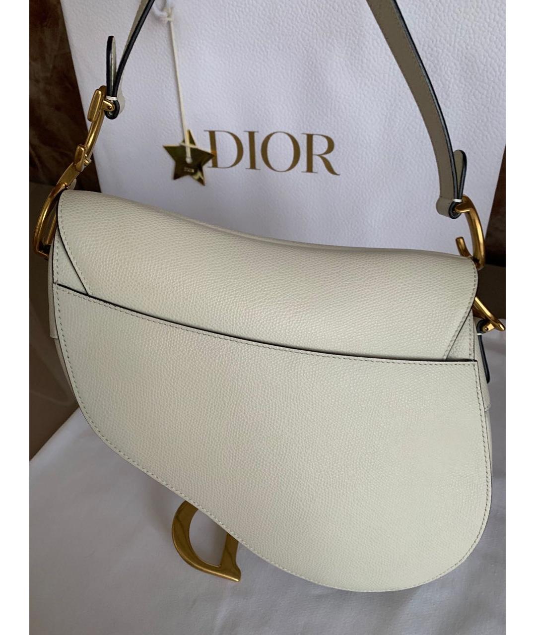 CHRISTIAN DIOR Белая кожаная сумка с короткими ручками, фото 3