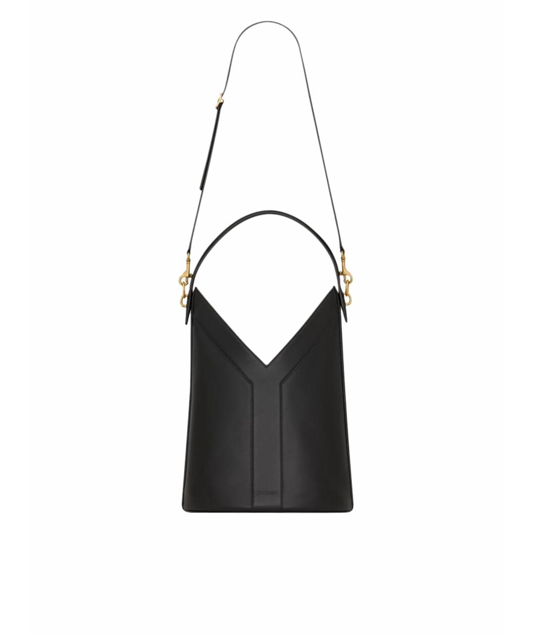 SAINT LAURENT Черная кожаная сумка тоут, фото 1
