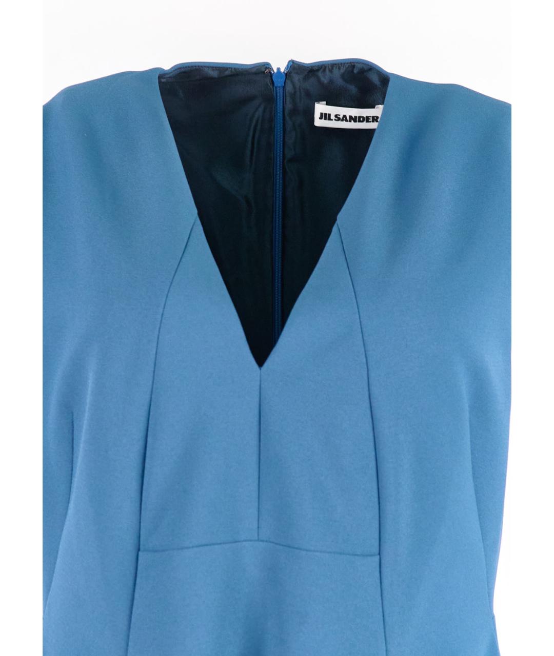 JIL SANDER Синее полиэстеровое повседневное платье, фото 3