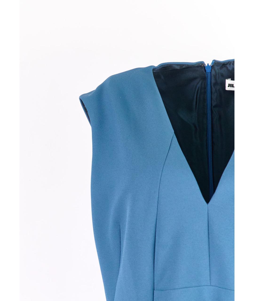 JIL SANDER Синее полиэстеровое повседневное платье, фото 2