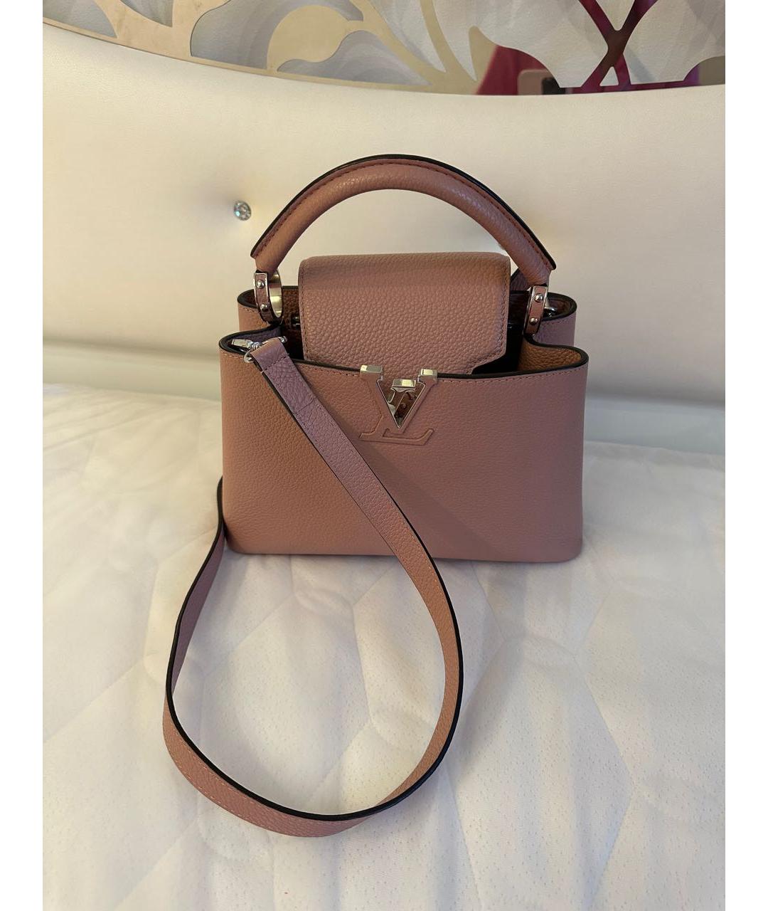 LOUIS VUITTON Розовая кожаная сумка с короткими ручками, фото 6