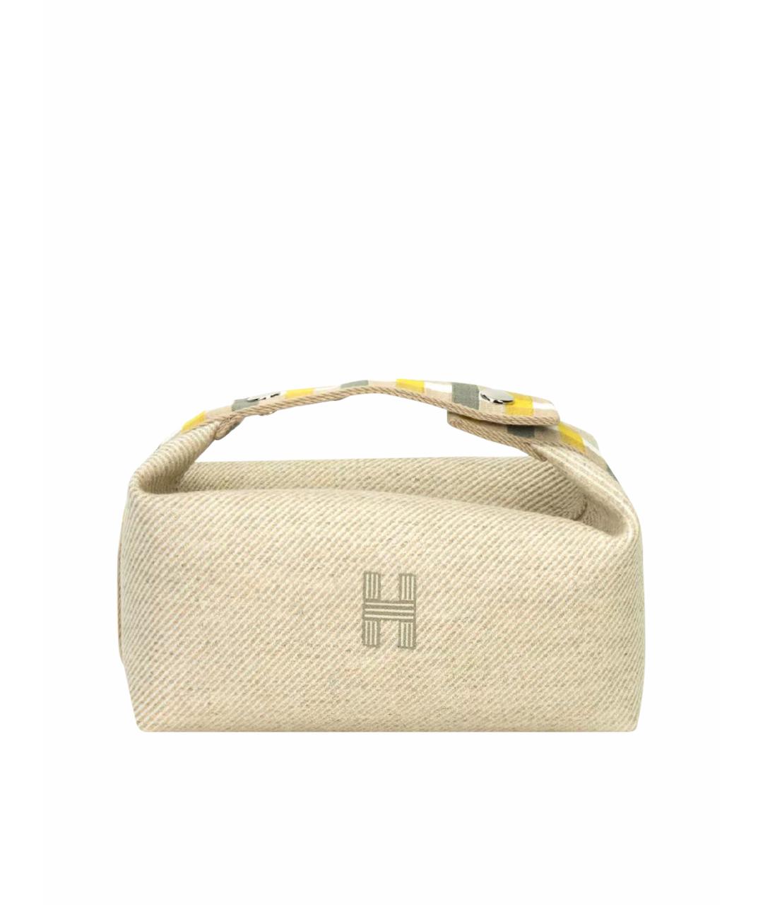 HERMES Бежевая шерстяная косметичка, фото 1