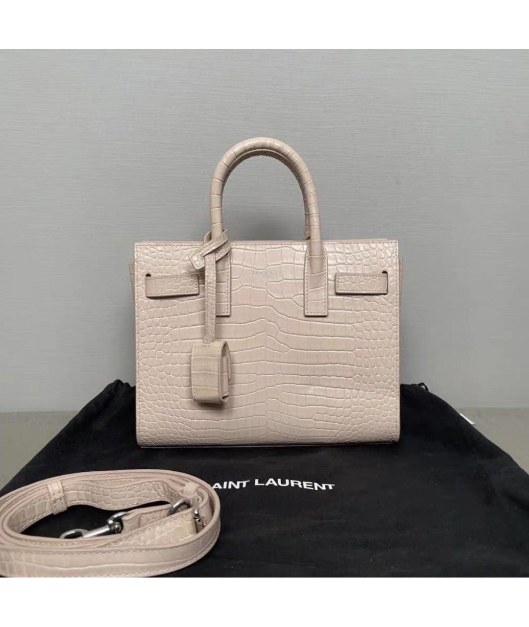 SAINT LAURENT Розовая кожаная сумка с короткими ручками, фото 2