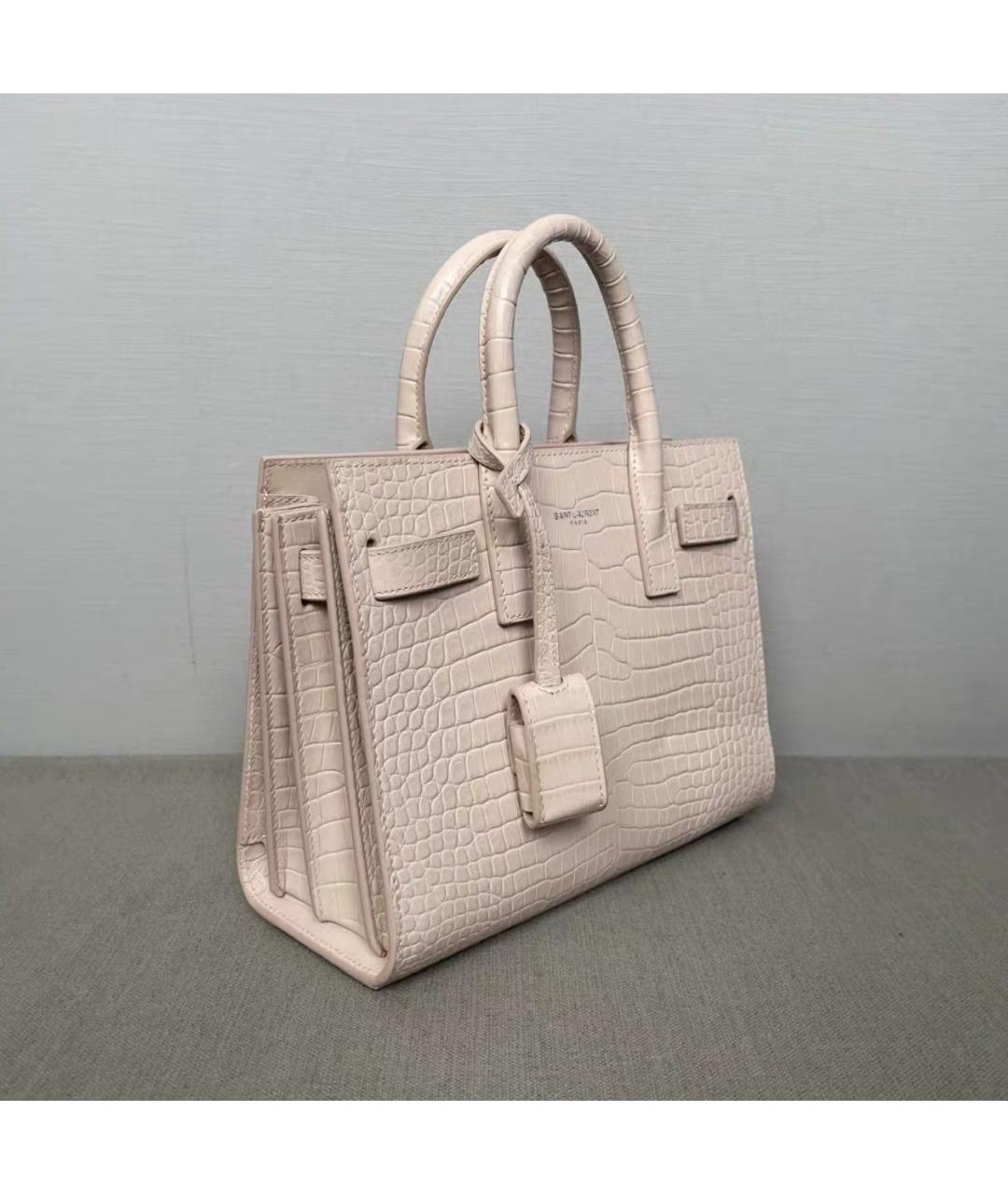 SAINT LAURENT Розовая кожаная сумка с короткими ручками, фото 8
