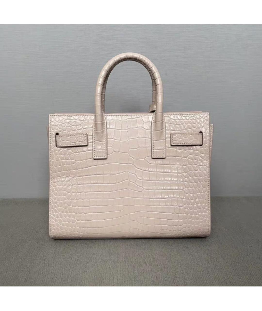 SAINT LAURENT Розовая кожаная сумка с короткими ручками, фото 4