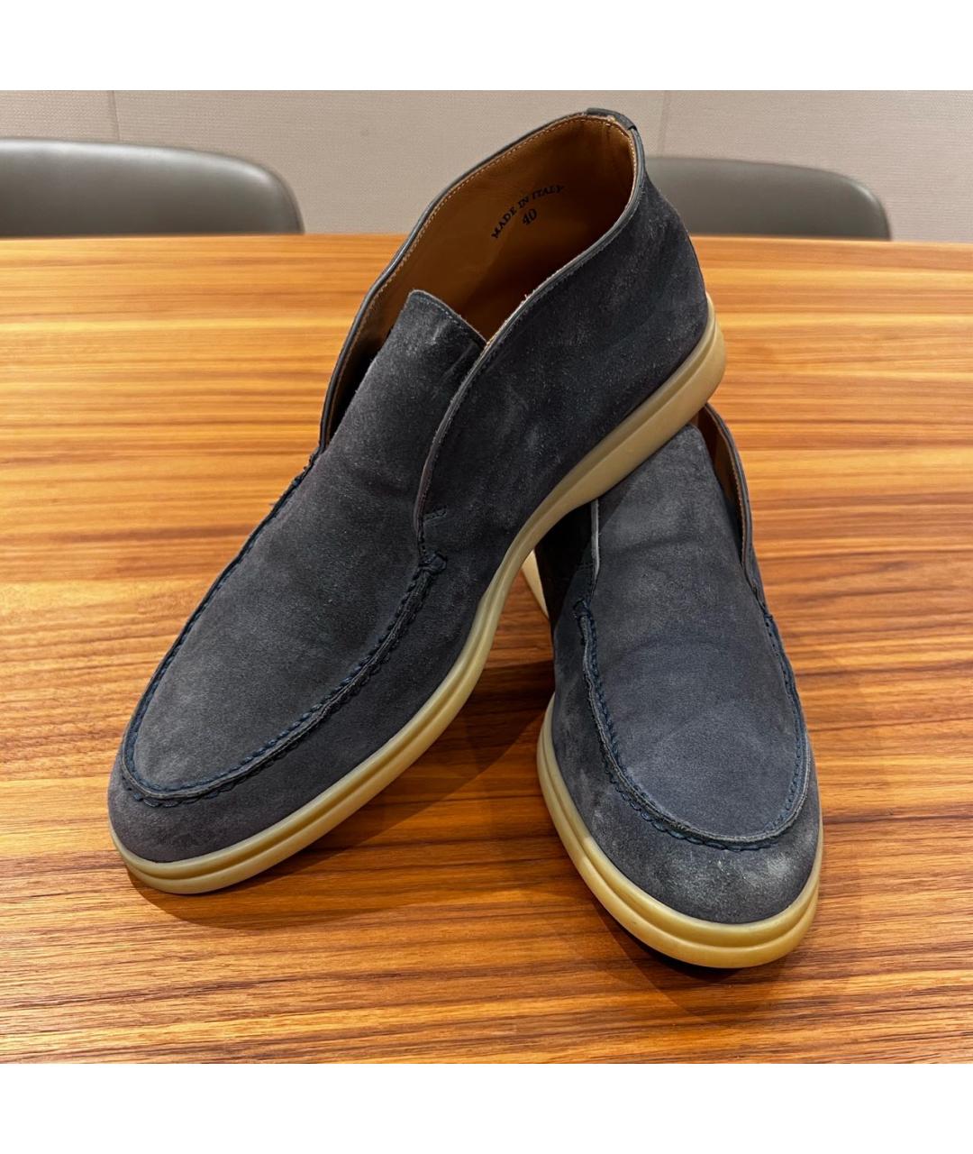 LORO PIANA Антрацитовые замшевые лоферы, фото 2