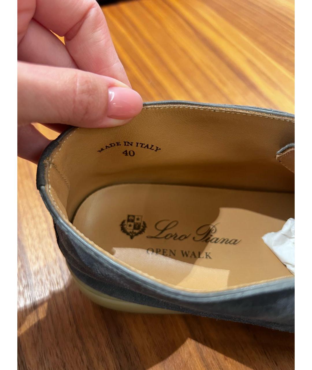 LORO PIANA Антрацитовые замшевые лоферы, фото 6
