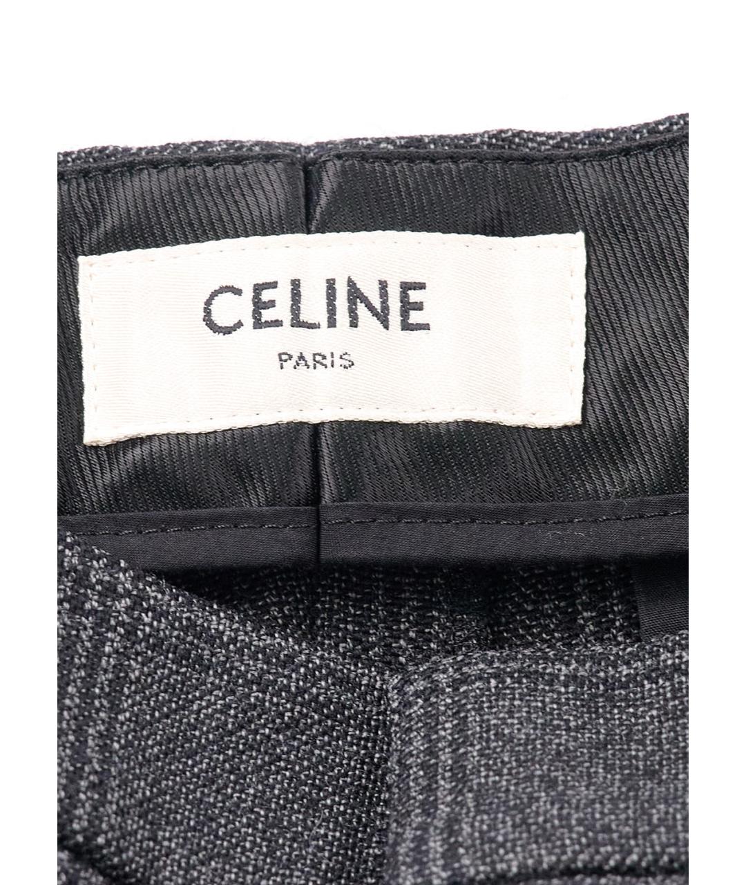 CELINE Серые шерстяные прямые брюки, фото 3