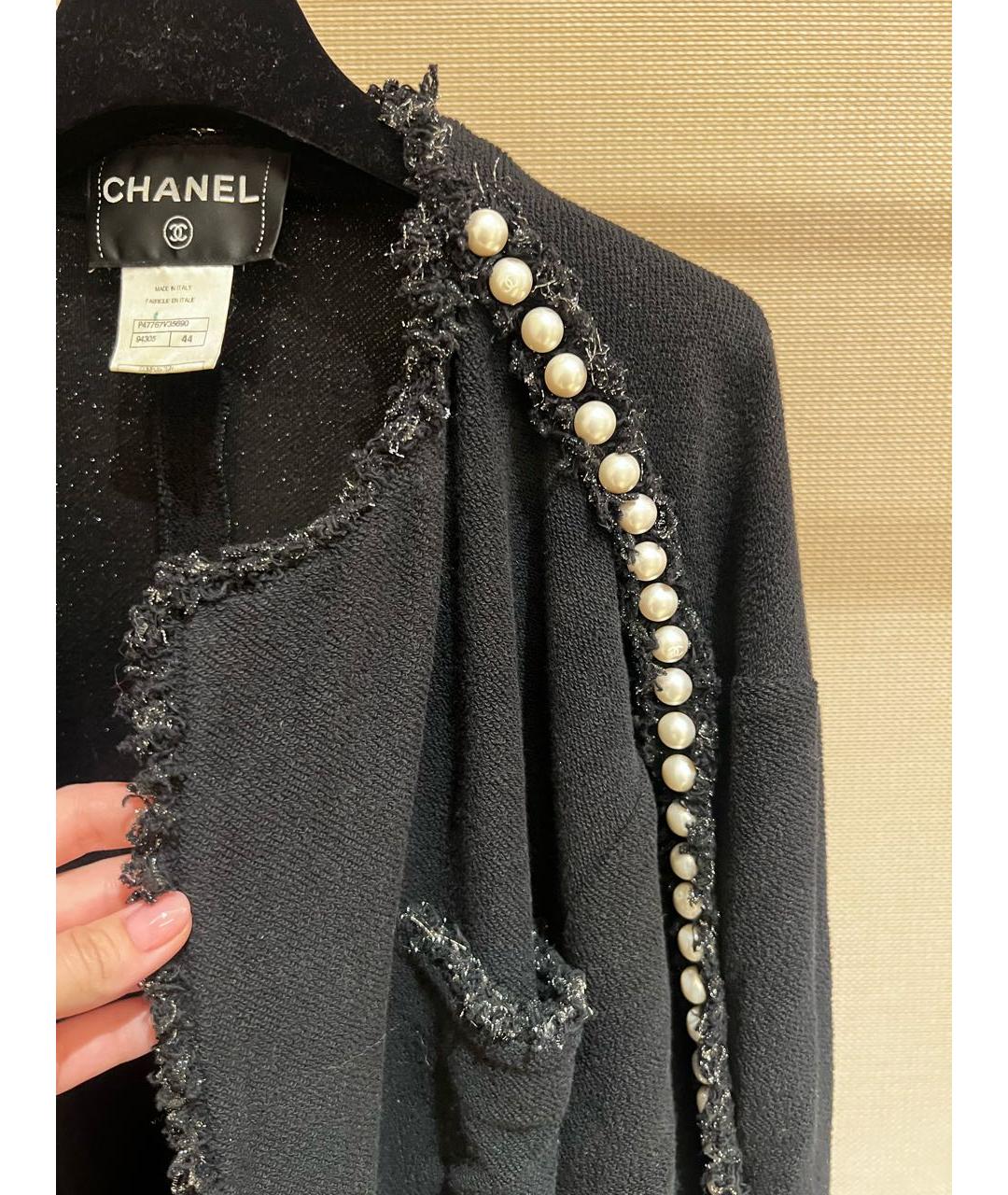 CHANEL Черный хлопковый кардиган, фото 3