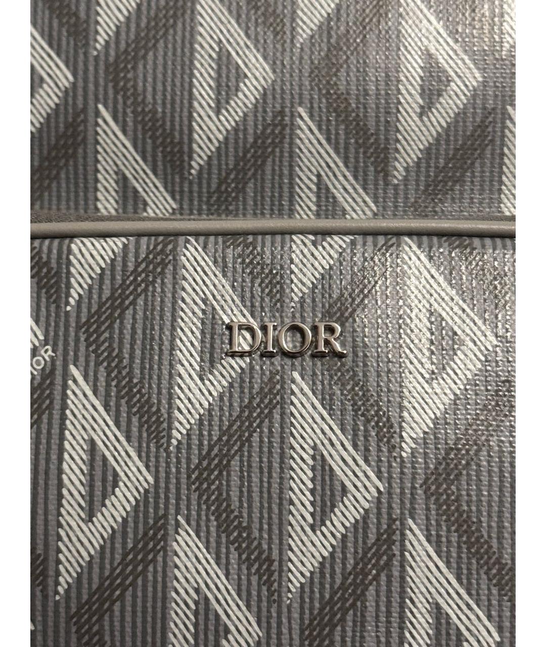 CHRISTIAN DIOR Серая кожаная барсетка, фото 6