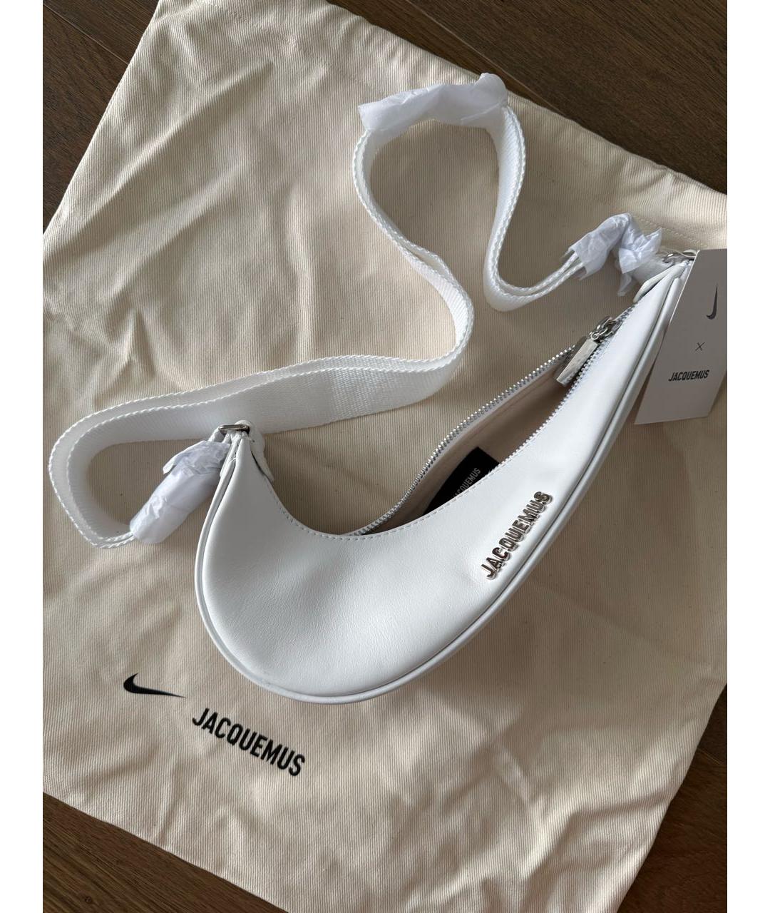 JACQUEMUS Белая кожаная сумка через плечо, фото 5