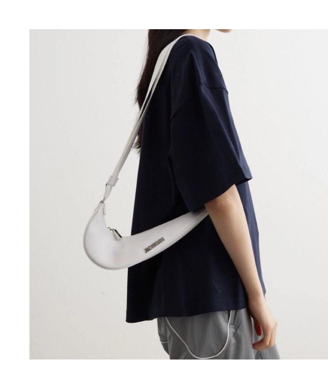 JACQUEMUS Белая кожаная сумка через плечо, фото 2