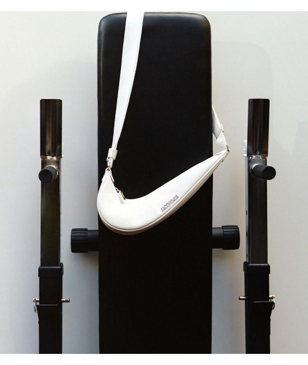 JACQUEMUS Белая кожаная сумка через плечо, фото 4