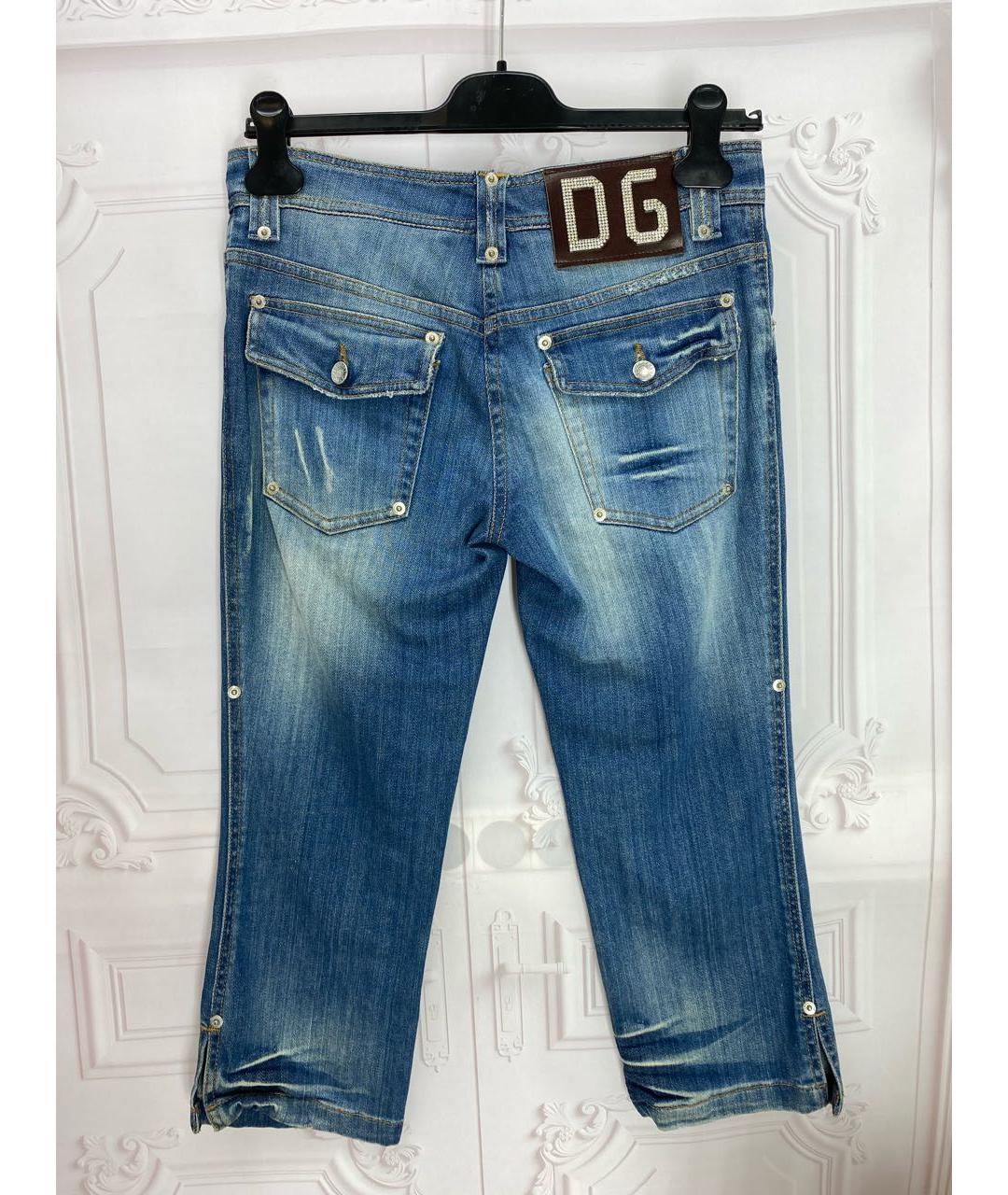 DOLCE&GABBANA Голубые хлопко-эластановые капри, фото 2