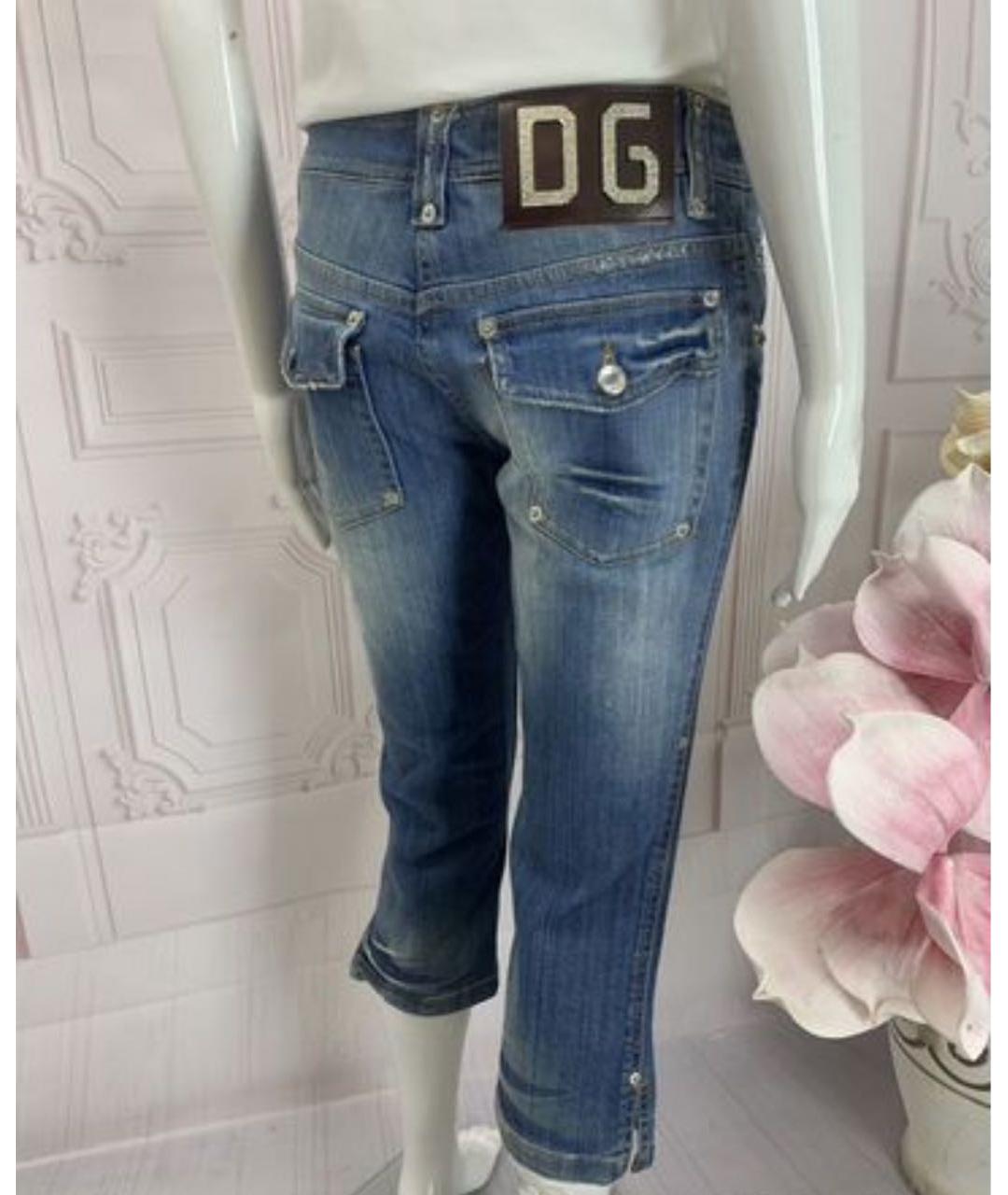 DOLCE&GABBANA Голубые хлопко-эластановые капри, фото 7