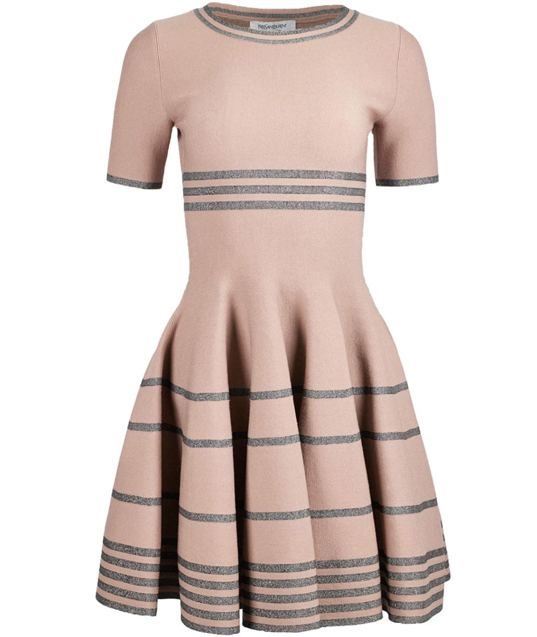 SAINT LAURENT Бежевое шерстяное повседневное платье, фото 1