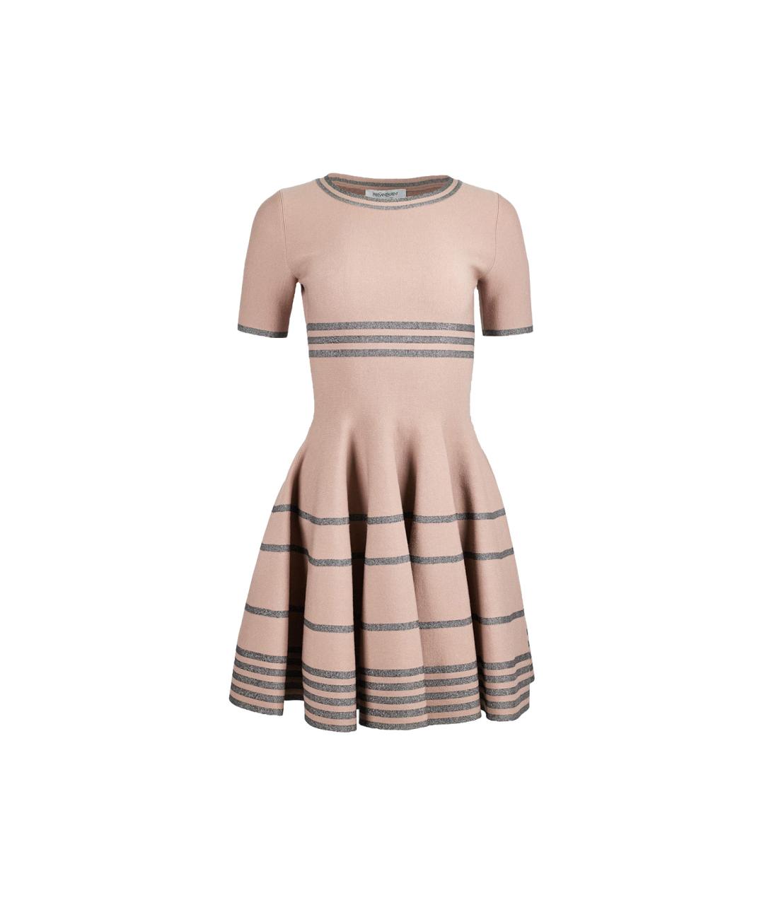 SAINT LAURENT Бежевое шерстяное повседневное платье, фото 6