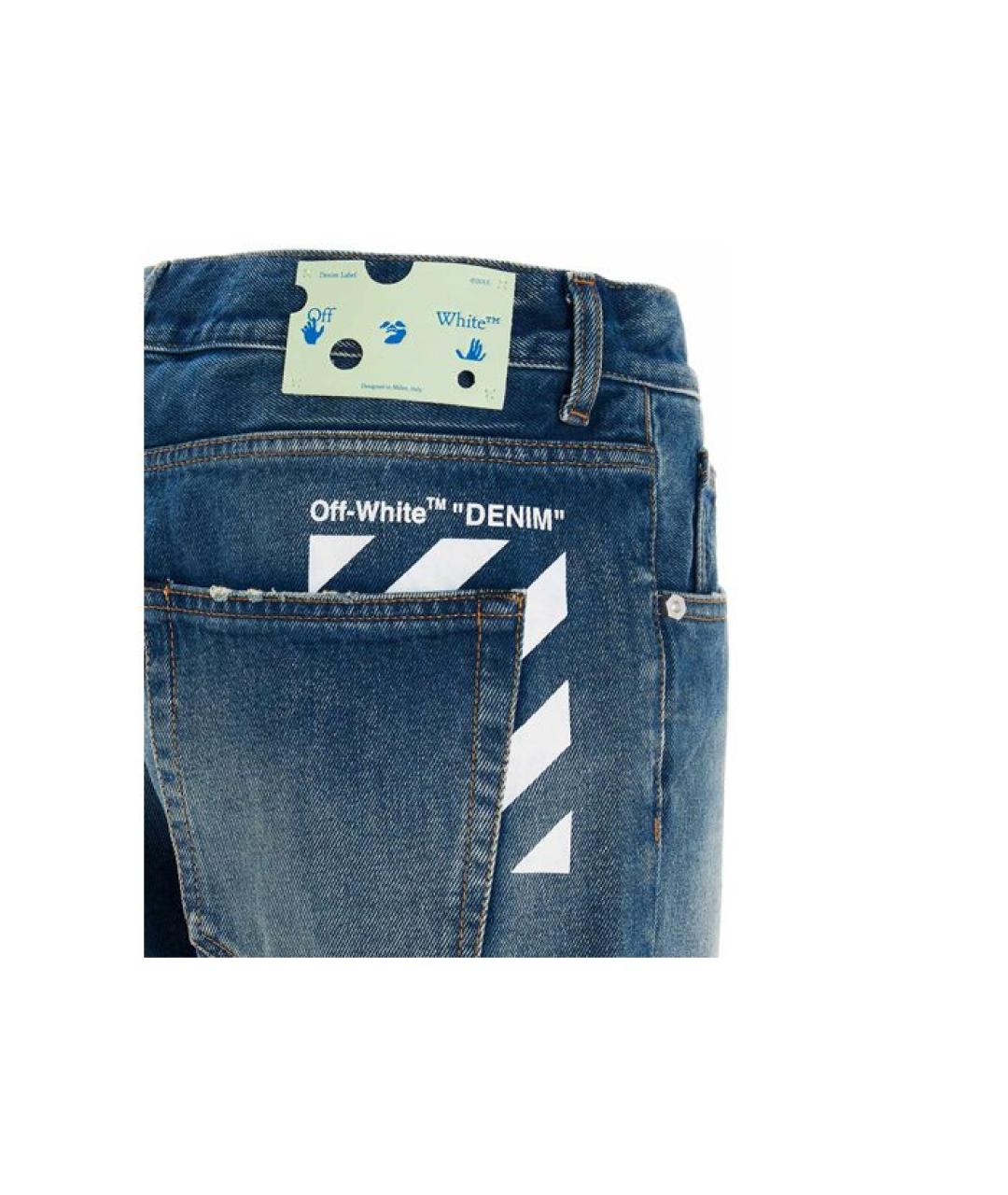 OFF-WHITE Синие хлопковые джинсы скинни, фото 3