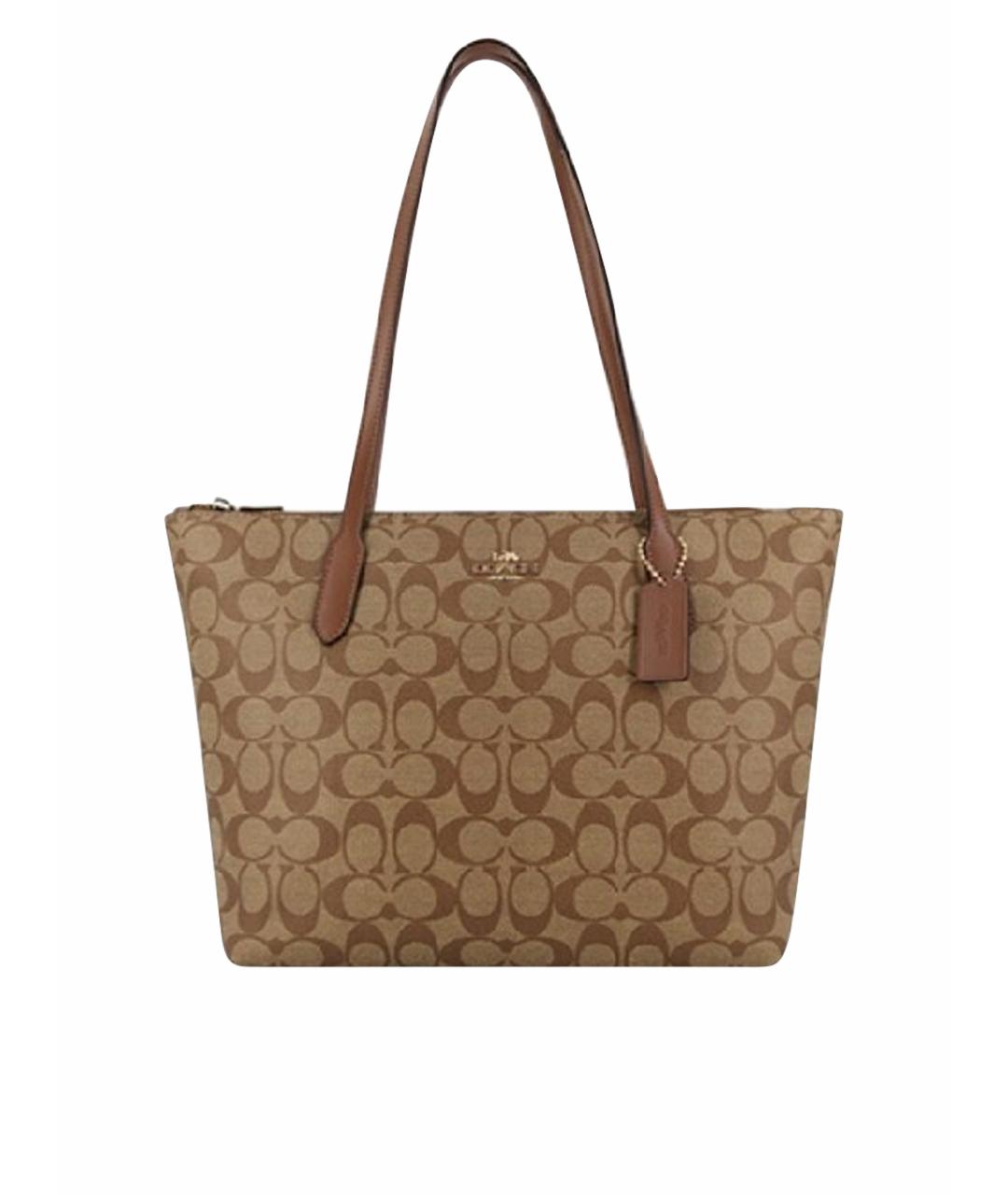 COACH Коричневая кожаная сумка тоут, фото 1
