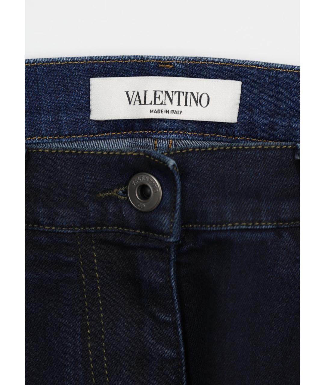 VALENTINO Темно-синие хлопковые прямые джинсы, фото 3