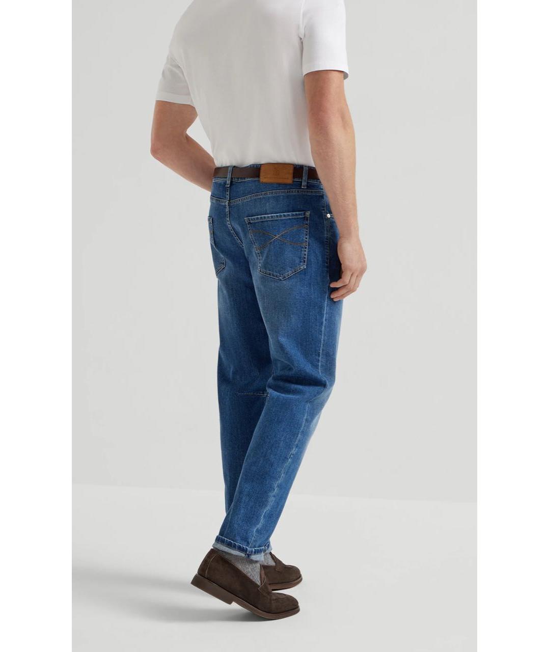 BRUNELLO CUCINELLI Синие хлопко-эластановые джинсы скинни, фото 4