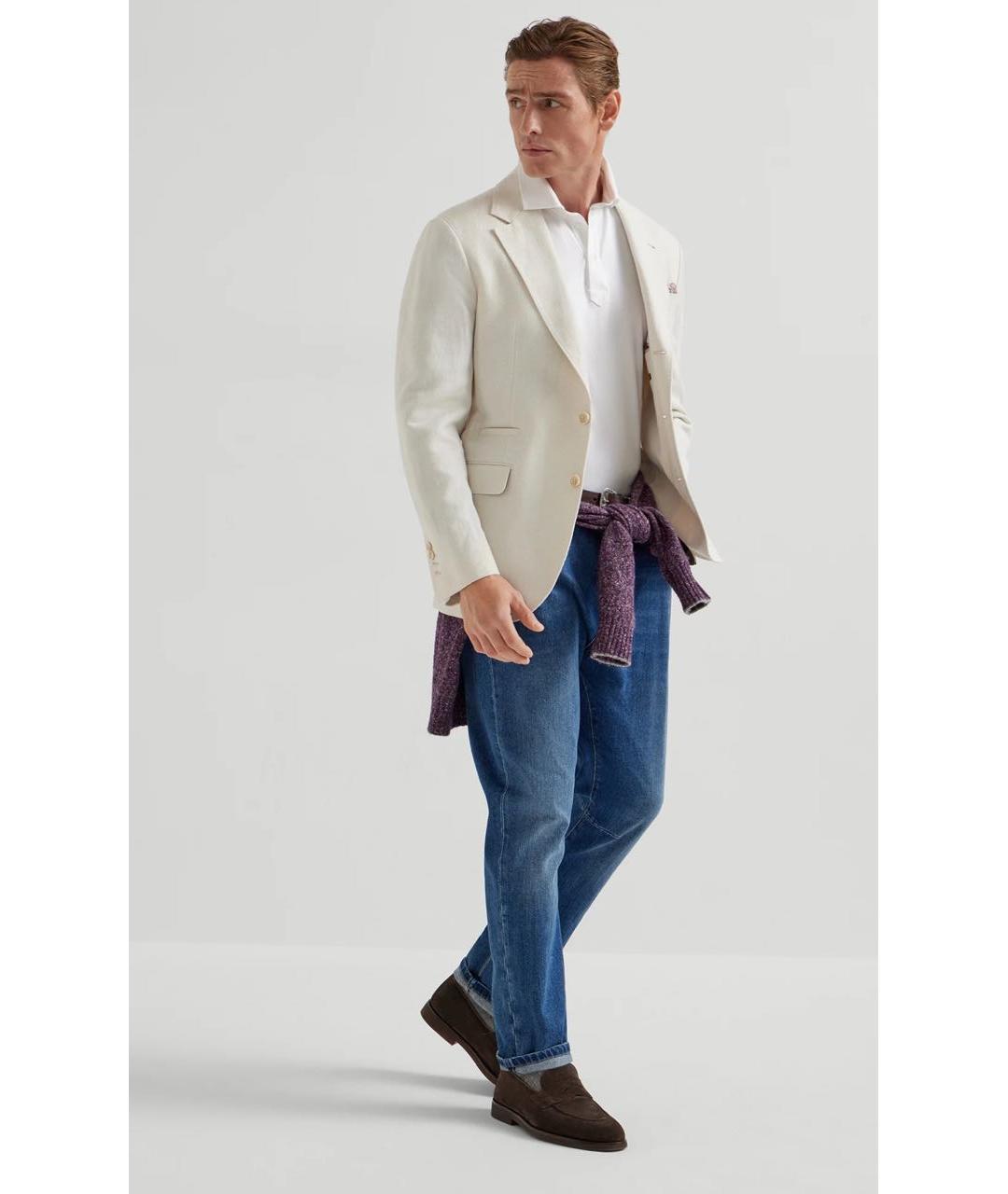BRUNELLO CUCINELLI Синие хлопко-эластановые джинсы скинни, фото 2
