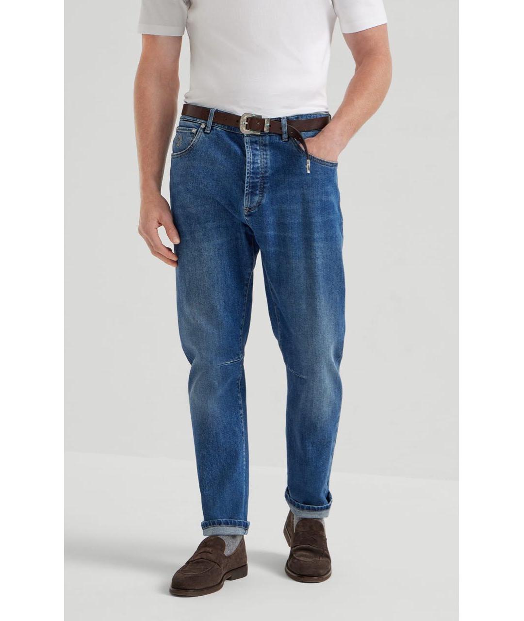 BRUNELLO CUCINELLI Синие хлопко-эластановые джинсы скинни, фото 3