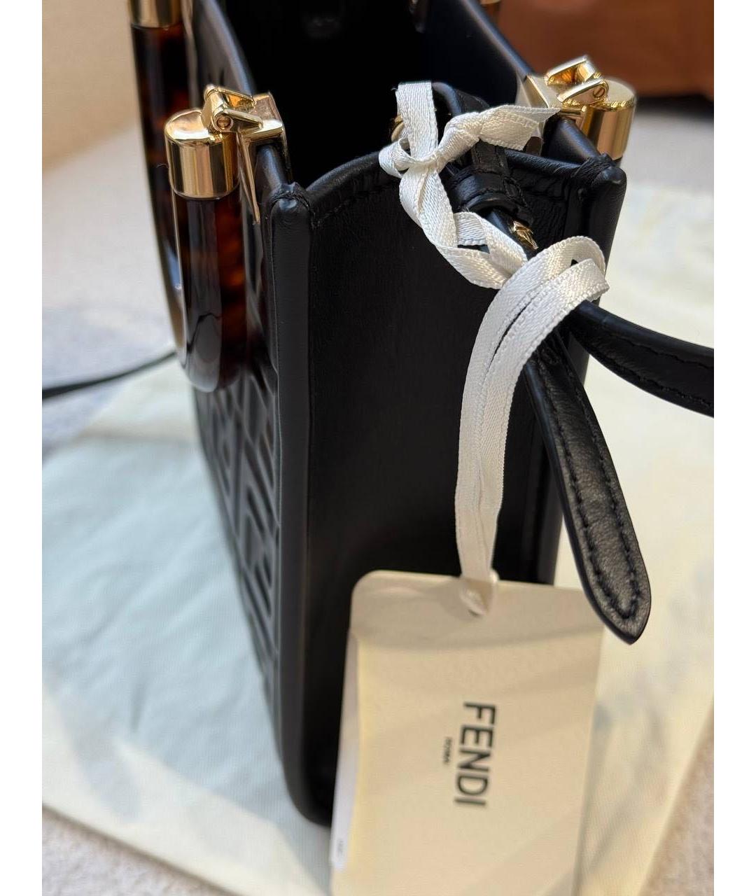 FENDI Черная кожаная сумка через плечо, фото 3
