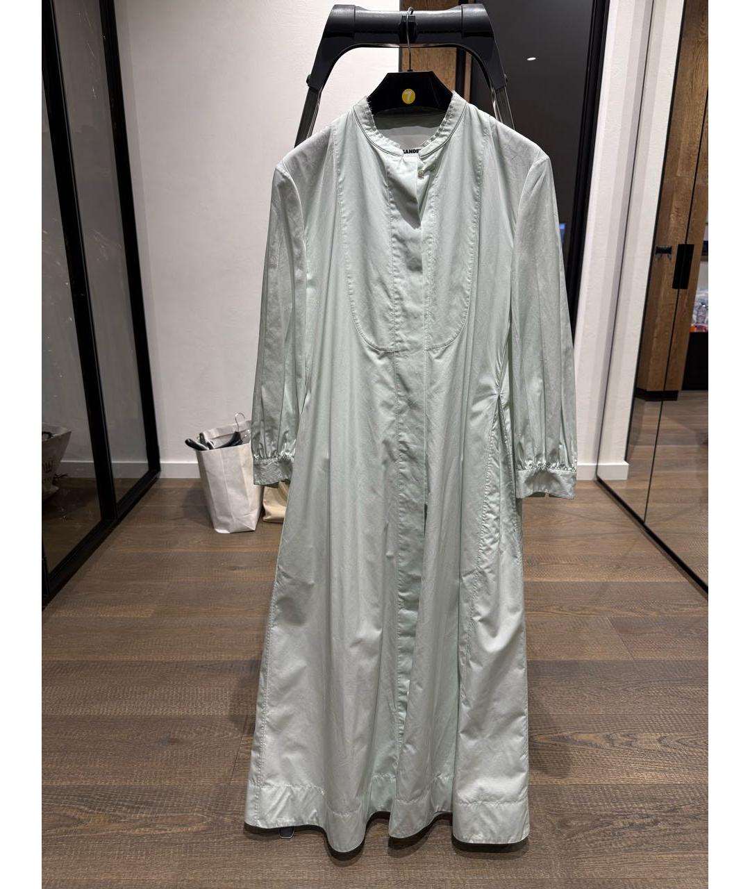 JIL SANDER Голубое хлопковое повседневное платье, фото 5