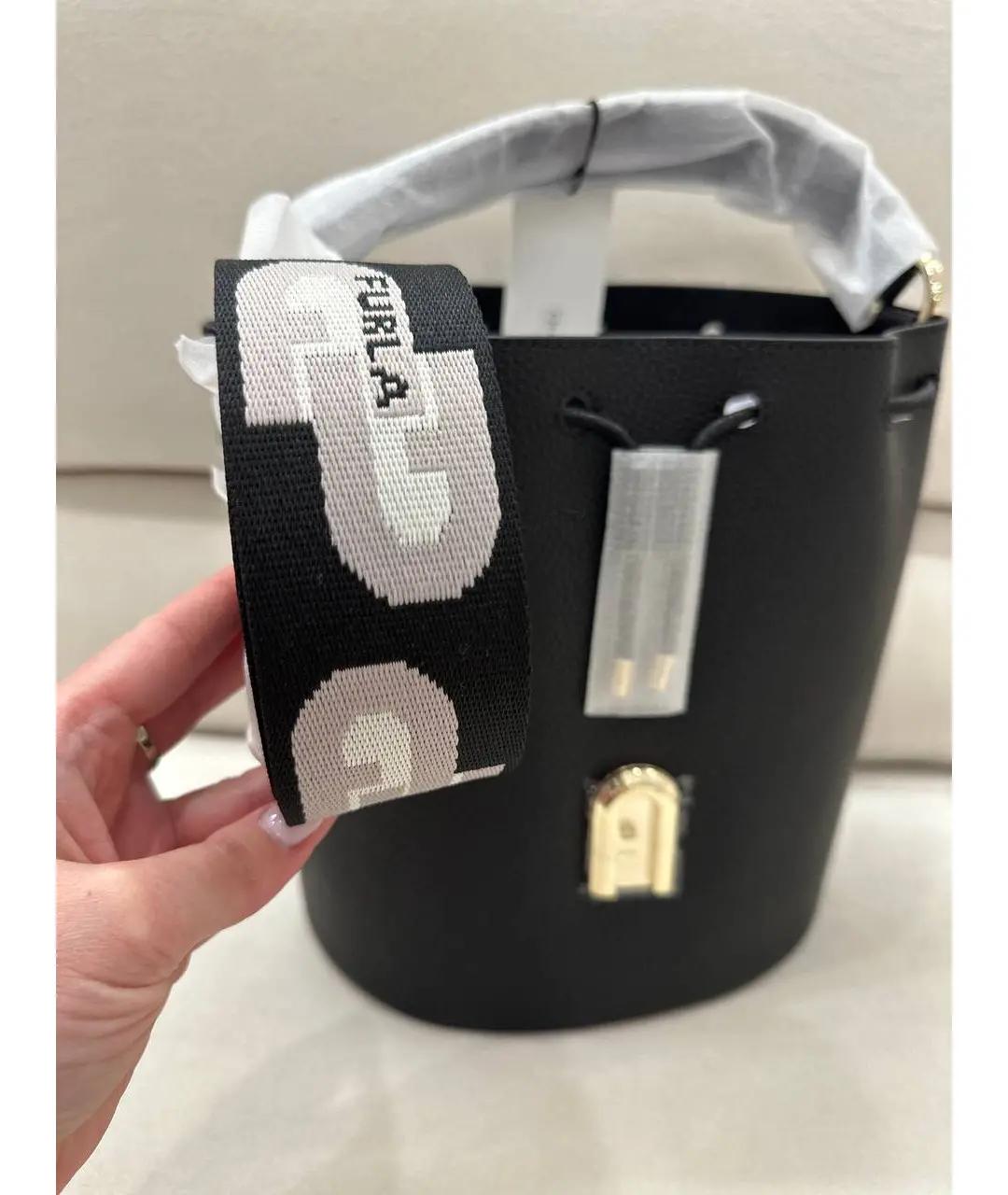 FURLA Черная кожаная сумка через плечо, фото 6
