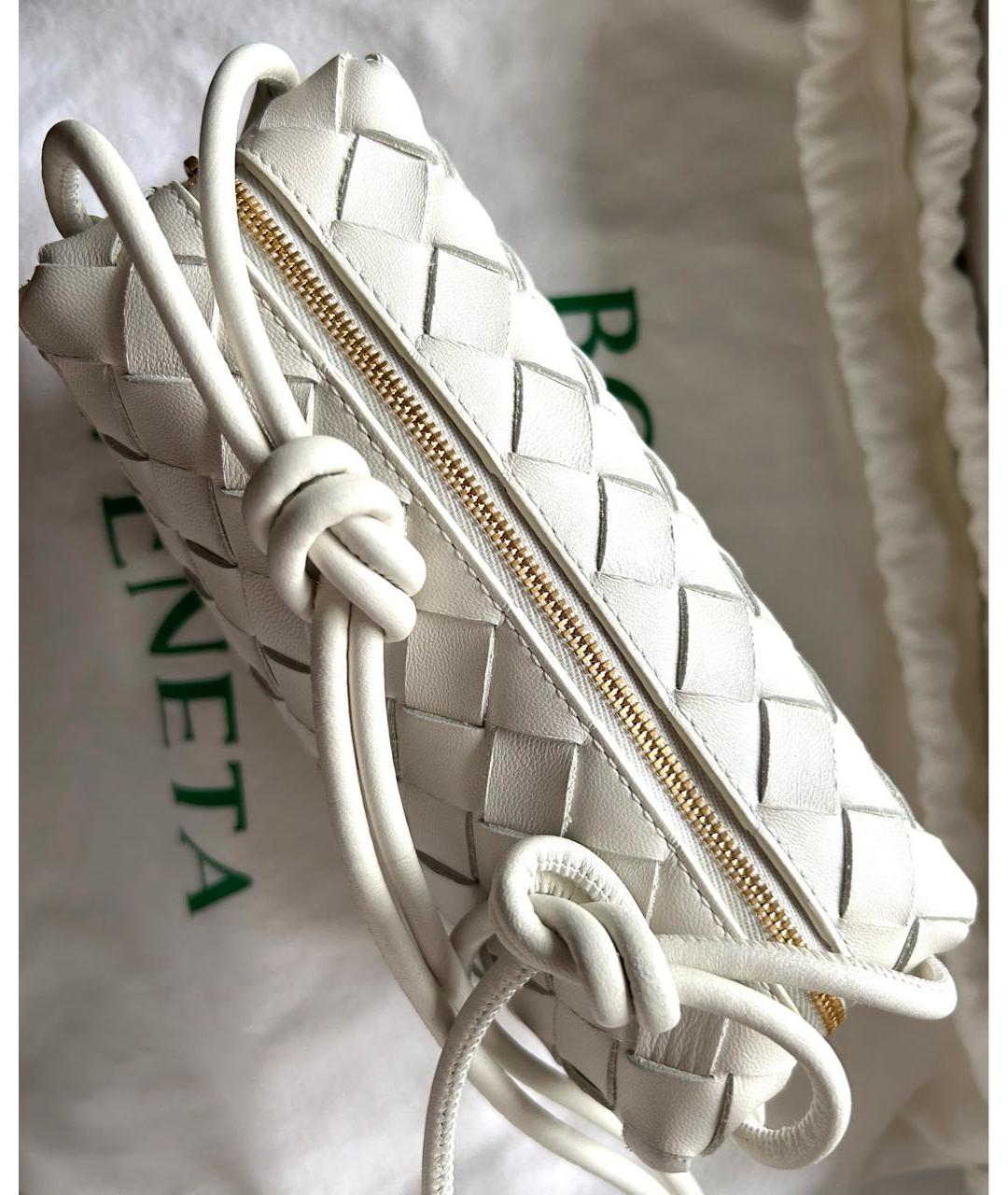 BOTTEGA VENETA Белая кожаная сумка через плечо, фото 4