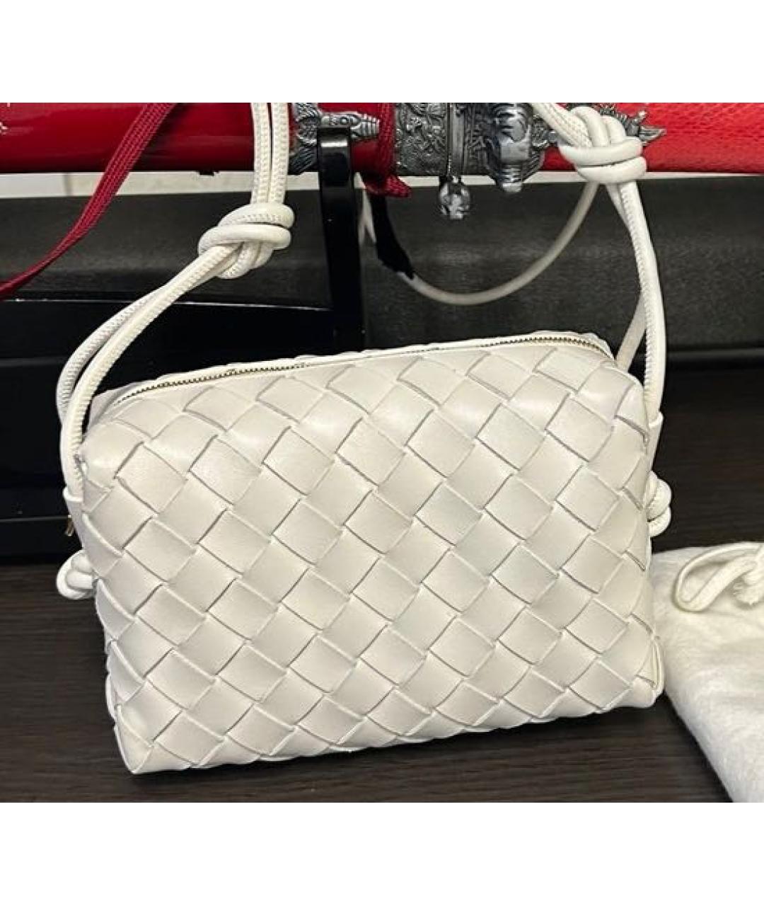 BOTTEGA VENETA Белая кожаная сумка через плечо, фото 8
