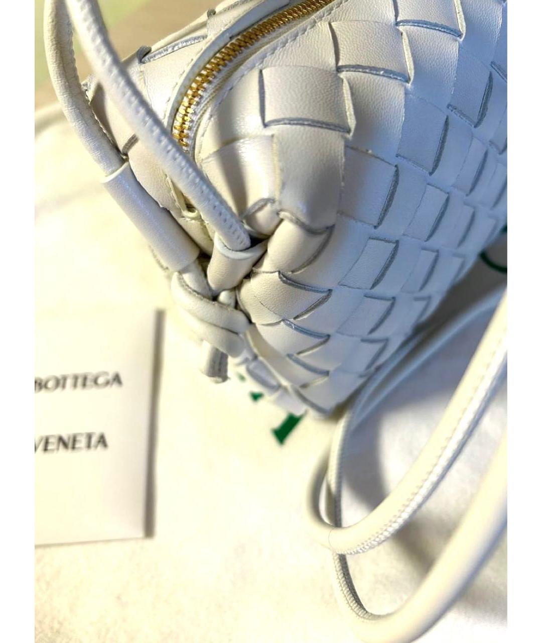 BOTTEGA VENETA Белая кожаная сумка через плечо, фото 3