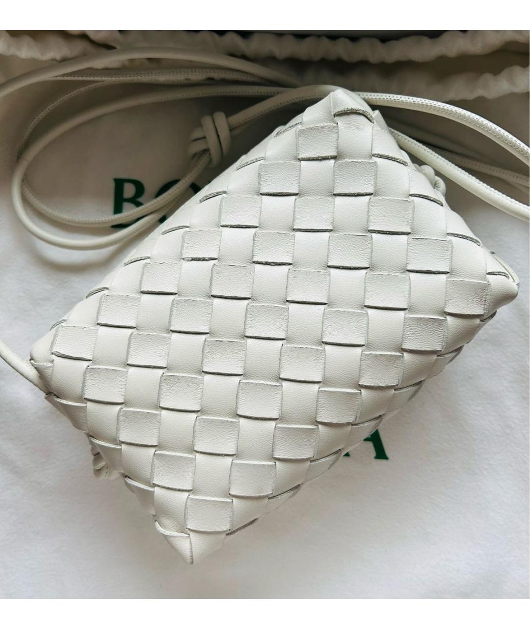 BOTTEGA VENETA Белая кожаная сумка через плечо, фото 2