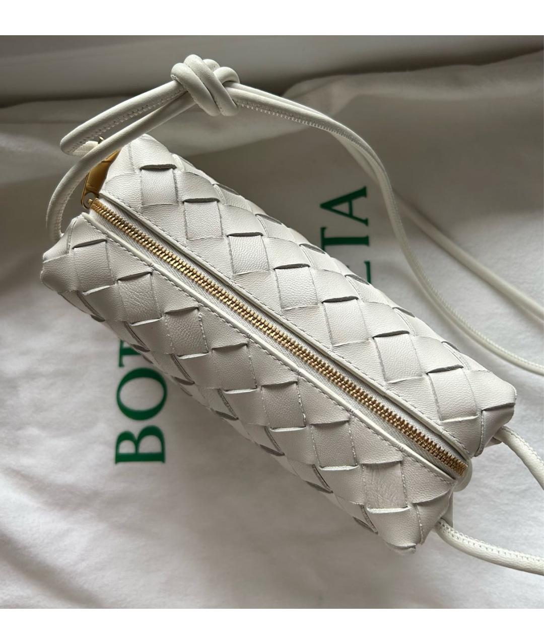 BOTTEGA VENETA Белая кожаная сумка через плечо, фото 4