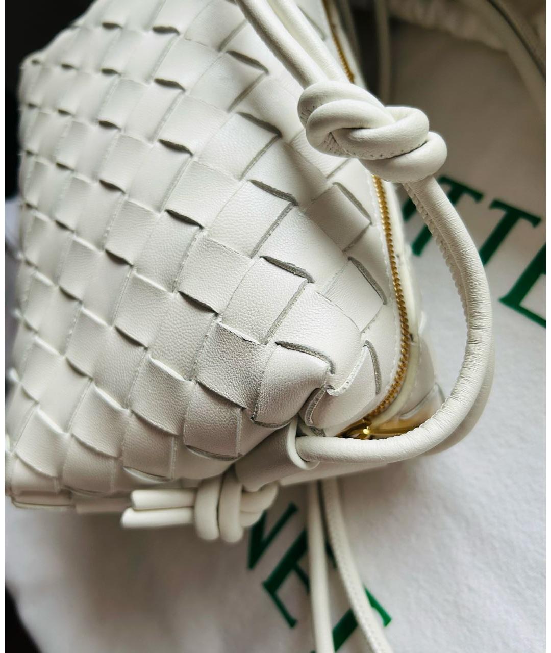 BOTTEGA VENETA Белая кожаная сумка через плечо, фото 6
