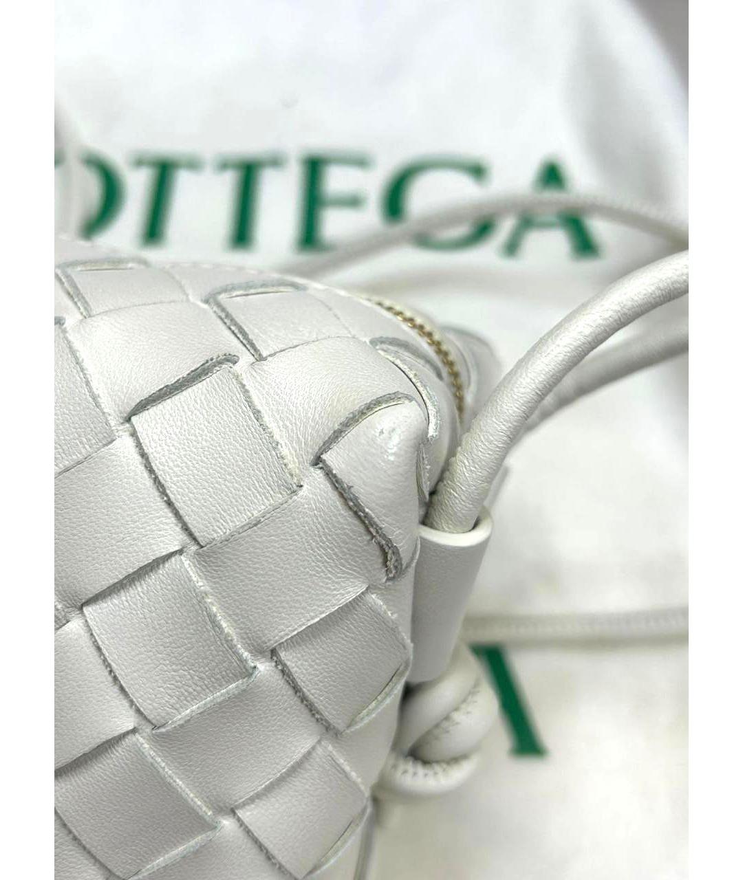 BOTTEGA VENETA Белая кожаная сумка через плечо, фото 6