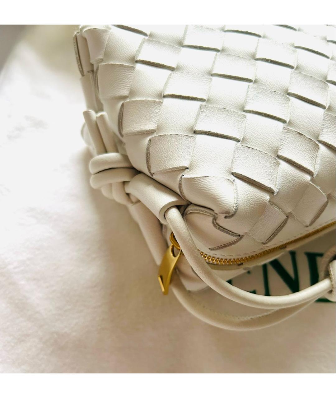 BOTTEGA VENETA Белая кожаная сумка через плечо, фото 7