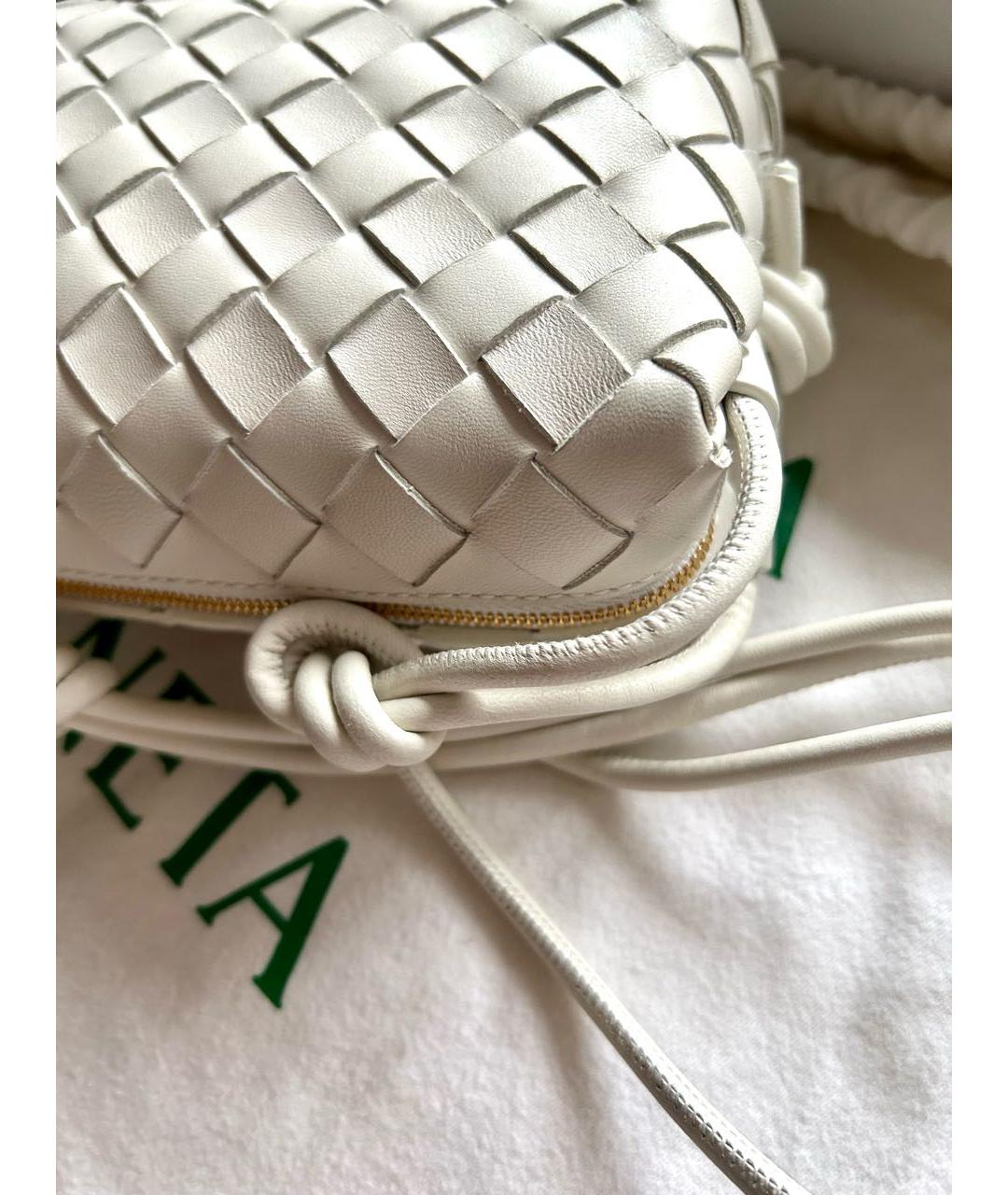 BOTTEGA VENETA Белая кожаная сумка через плечо, фото 5